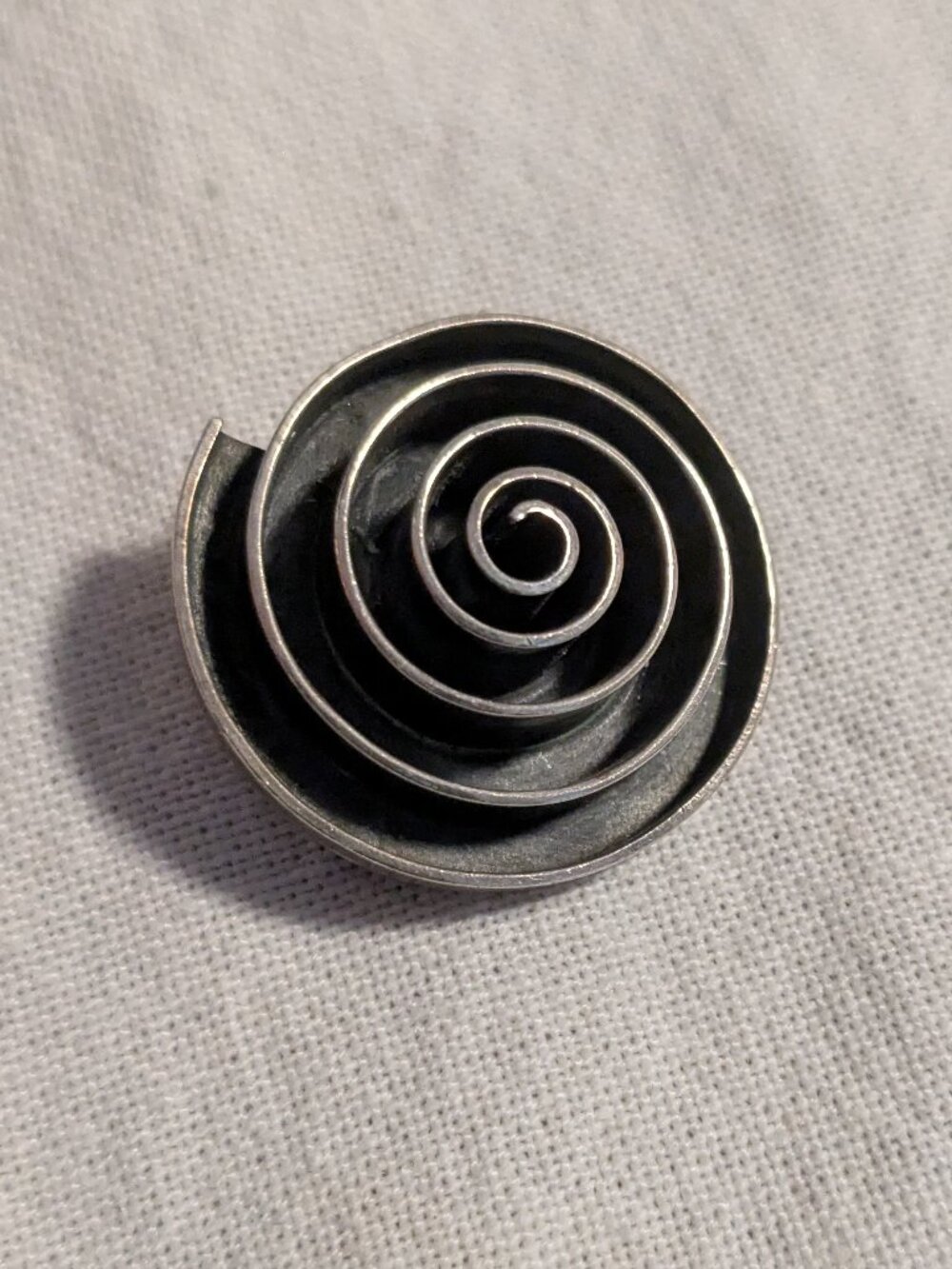 Vintage Taxco Sterling Silver Spiral Brooch Pendant MCM Minimalist Mexico 925